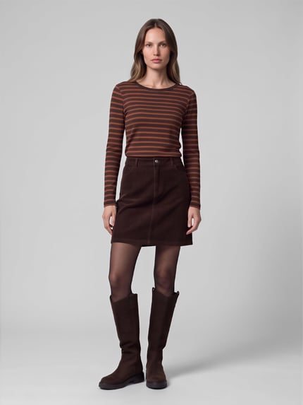s.Oliver RED LABEL Longsleeve mit abgerundetem Saum Dunkelbraun 1