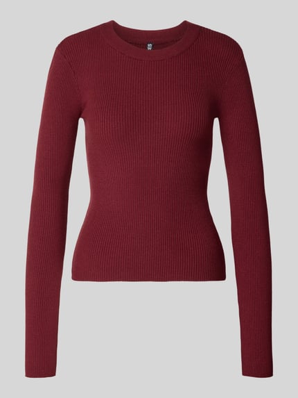 PIECES Slim fit gebreide pullover van viscosemix, model 'MIRA' Donkerrood - 2