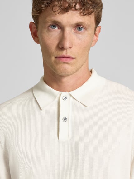 Christian Berg Men Koszulka polo o kroju slim fit z listwą guzikową Złamany biały 3