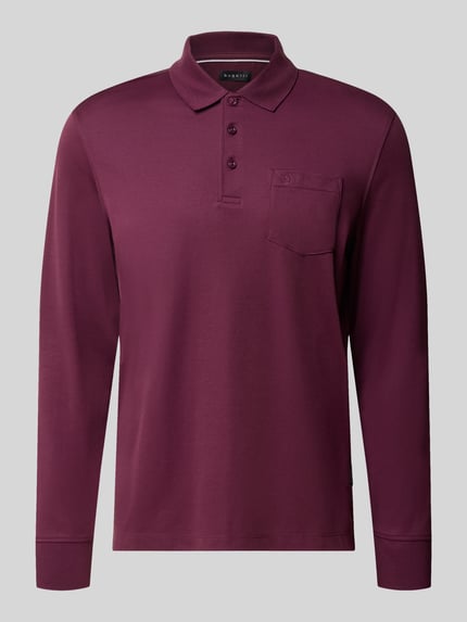bugatti koszulka polo o kroju regular fit z mieszanka bawełny z brustasza Oberżynowy 1