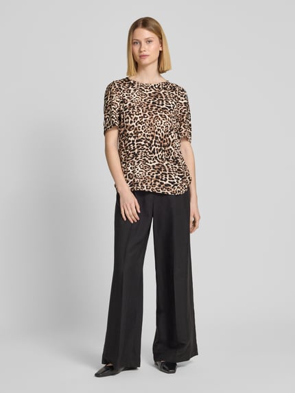 b.young Blouseshirt van viscose met ronde hals Model 'JOELLA' Middenbruin - 1