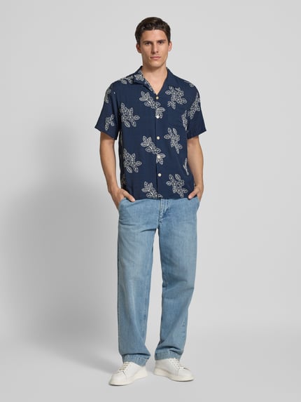 Forét Vrijetijdsoverhemd met knoopsluiting, model 'LEO' Marineblauw - 1