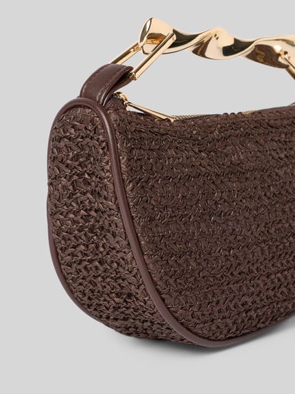 Productfoto, Handtasche in Flecht-Optik met kort hengsel van Jake*s Cocktail, papier, hoofdvak met ritssluiting, vlechtlook, bruin