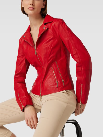 Studio AR Leren jack met reverskraag, model 'CHERRY' Rood - 3