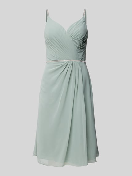 LUXUAR FASHION Knielanges Cocktailkleid mit Strasssteinbesatz Gruen 2
