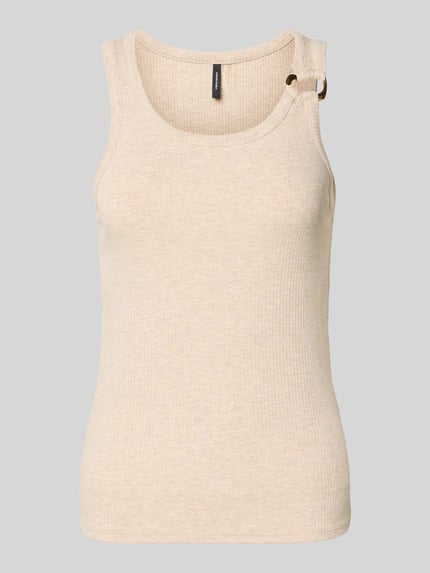 Productfoto, Regular Fit Tank Top aus Viskose-Mix Modell 'KIKI' van Vero Moda in effen kleuren met sierapplicatie, ribstructuur