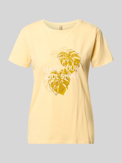 Productfoto, T-shirt met statement- en motiefprint model 'RINA' van Soyaconcept, puur katoen, regular fit, ronde hals, ruglengte maat S: 60 cm