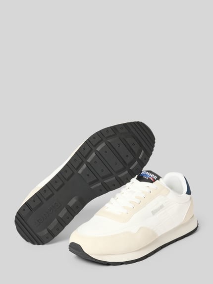Produktfoto, Sneaker mit Logo-Detail Modell 'Falcon' von Blauer USA, abgerundete Passform, Schnürverschluss, profilierte Sohle, beige, Schwarz, Absatzhöhe 3 cm, Schafthöhe 9 cm, Schaftweite 10 cm