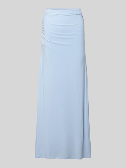 Productfoto, lichtblauwe maxirok met drapering, A-lijn, materiaalmix met stretch, model 'Mimi Flute Maxi Skirt' van Forever New.