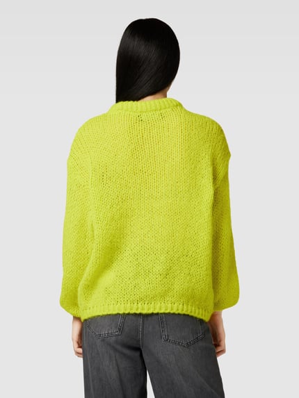 VERO MODA Gebreide pullover met extra brede schouders, model 'ADA' Neongeel gemêleerd - 5