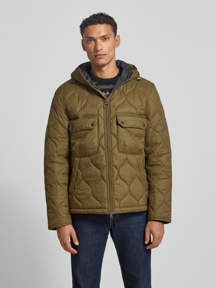 Barbour Regular Fit Steppjacke mit Kapuze mit Tunnelzug Oliv 4