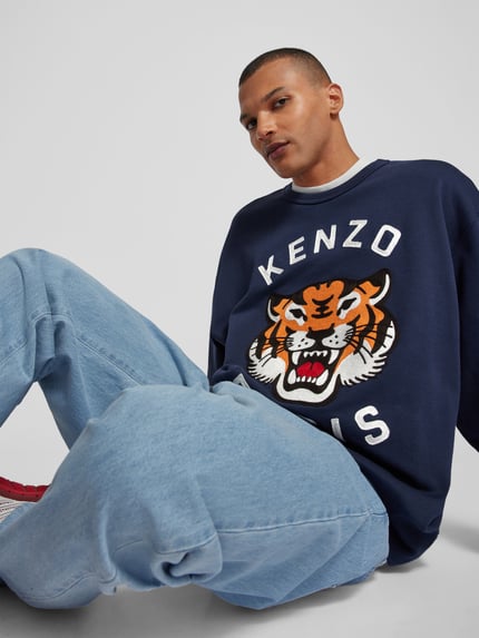 Kenzo Bluza o kroju oversized z haftem Ciemnoniebieski 3