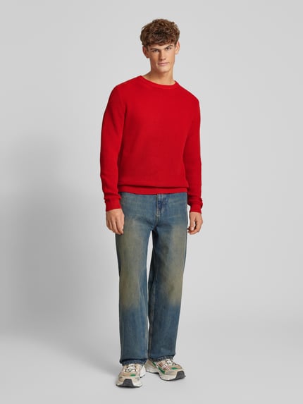 REVIEW Regular Fit Strickpullover aus reiner Baumwolle Rot 1