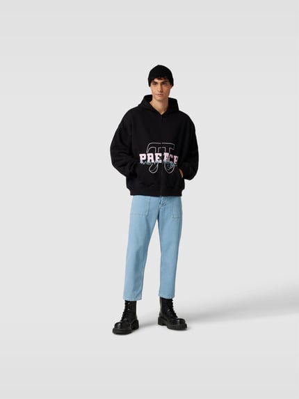 Preach oversized sweatjack met labelprint Donkergrijs - 1