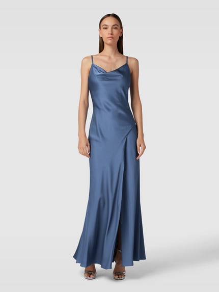 Mascara Maxikleid aus Satin mit Wasserfall-Ausschnitt Rauchblau 4
