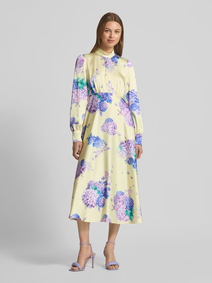 Marc Cain Midikleid mit Stehkragen Hellgelb 4