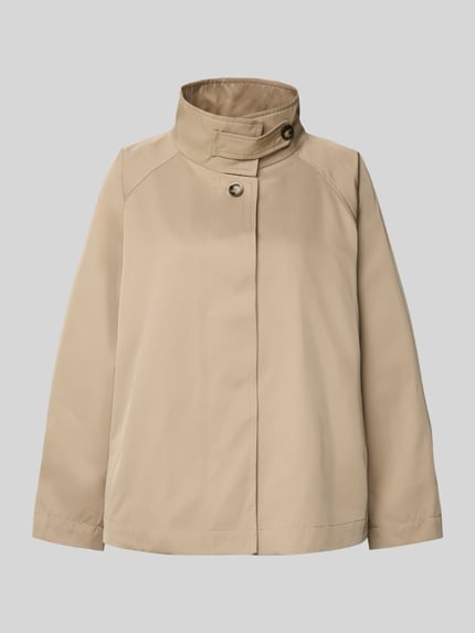 Produktfoto, rechte, beige Jacke aus Baumwoll-Mix mit Stehkragen Modell 'JIL' von CINQUE, gladde stof, zichtbare knopen, damesjack context