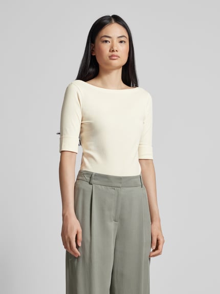Lauren Ralph Lauren Regular fit T-shirt met boothals, model 'JUDY' Ecru - 4