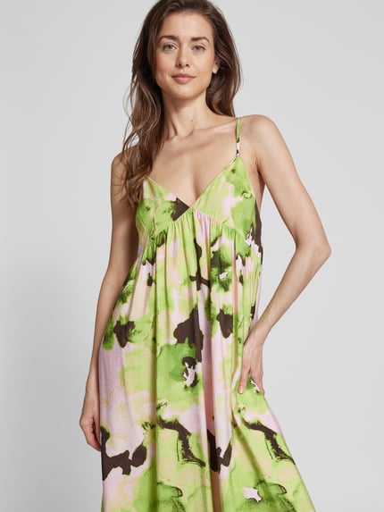 Selected Midi-jurk met all-over print, model 'HELINDA' Neon groen - 3