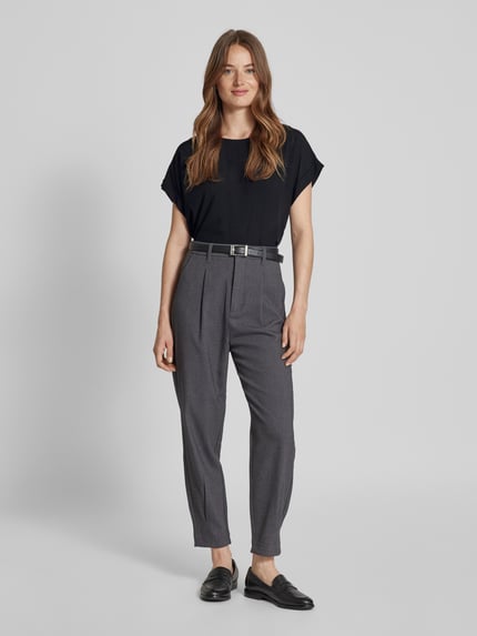Montego Blouseshirt van viscose met ronde hals Zwart - 1