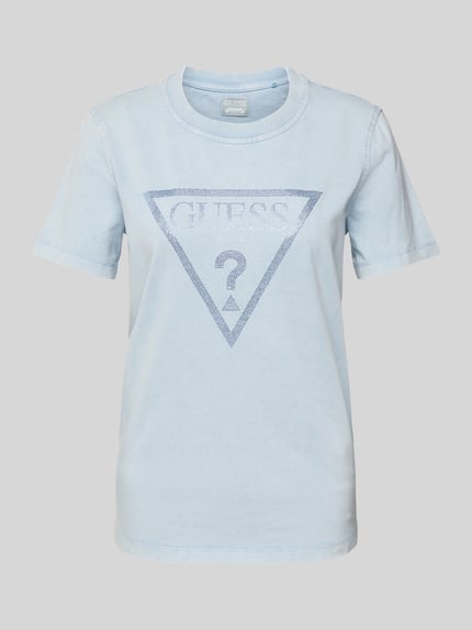 GUESS T-Shirt mit Strasssteinbesatz Hellblau 2