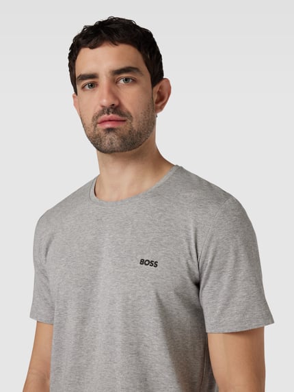 BOSS T-shirt met labelstitching Middengrijs - 3