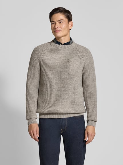 Barbour Strickpullover aus reiner Wolle Modell 'BARBOUR HORSEFORD' Hellgrau 4