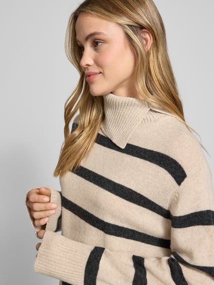 Christian Berg Woman Regular Fit Strickpullover aus reiner Wolle Beige Melange 3
