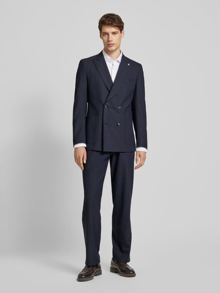 CG – CLUB of GENTS Broek met bandplooien, model 'Obey' Marineblauw - 1