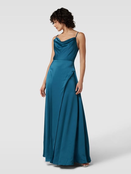 LUXUAR FASHION Avondjurk in wikkellook Petrol - 1