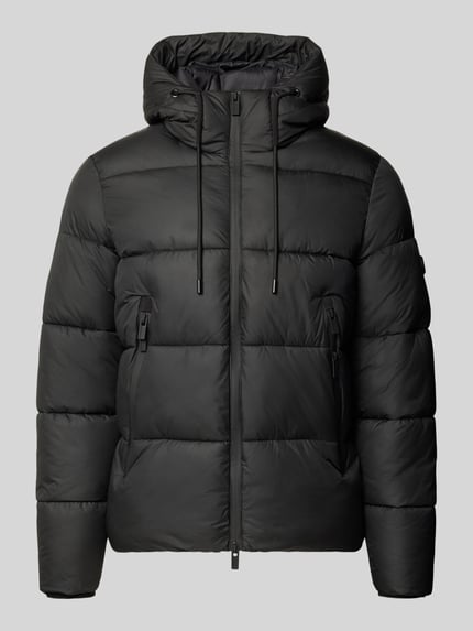 Productfoto, Steppjacke met Zweiwege-Ritssluiting van MARKUP, regular fit, capuchon met tunnelkoord, ritszakken, zwarte gewatteerde structuur