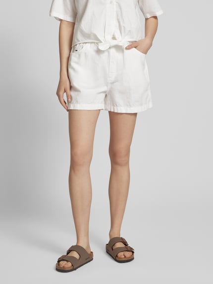 Tommy Jeans Regular Fit Paperbag-Shorts aus Baumwoll-Leinen-Mix Ecru 4