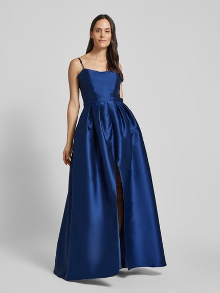 Vera Wang Bride Avondjurk met spaghettibandjes, model 'LECROS' Donkerblauw - 1