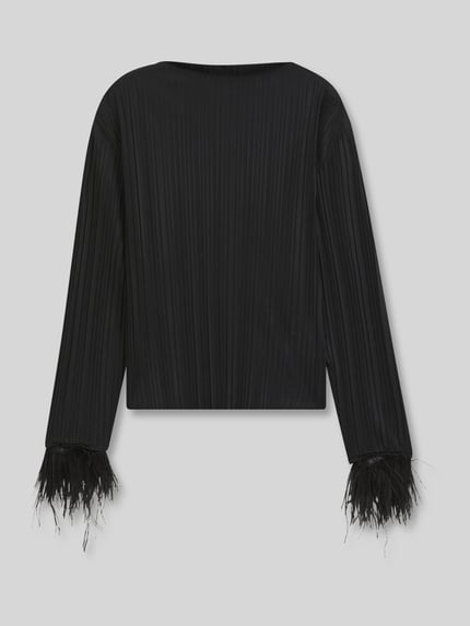 BOSS Langarmshirt mit Fransensäumen am Ärmelende Black 2