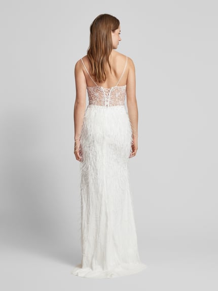LUXUAR FASHION Abendkleid mit Fransen Offwhite 5