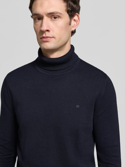 Christian Berg Men Regular Fit Strickpullover aus Baumwoll-Woll-Mix mit Rollkragen Marine 3
