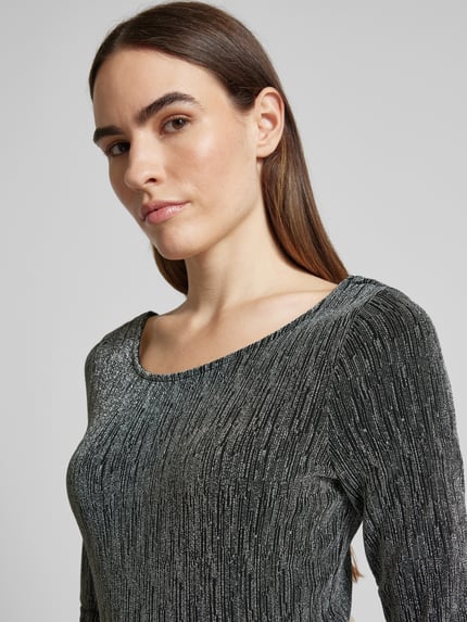 Selected Longsleeve mit Effektgarn Modell 'ANITA' Black 3