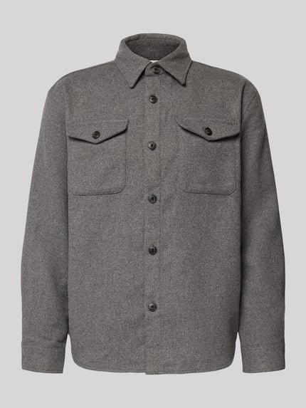 Selected Kurtka koszulowa o kroju regular fit z dodatkiem wełny model ‘LOSEPABLO’ Ciemnoszary 2