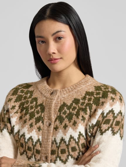 FREE/QUENT Relaxed Fit Strickjacke mit Woll-Anteil Modell 'Novala' Beige 3