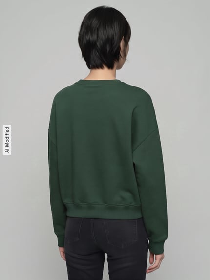 ONLY Loose Fit Sweatshirt aus Baumwoll-Mix Modell 'SWEAT' Dunkelgruen 5
