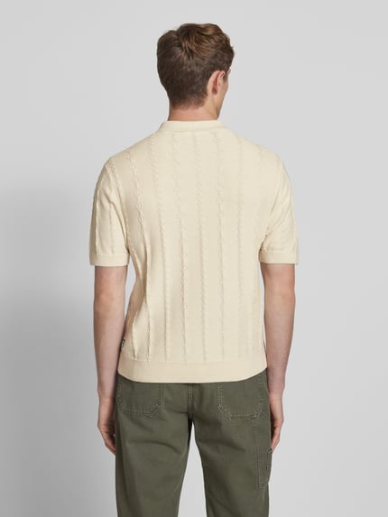REVIEW Regular Fit Poloshirt mit Label-Stitching Ecru 5