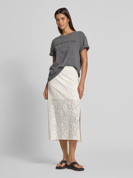Jake*s Casual Midirok met loopsplit Offwhite - 1