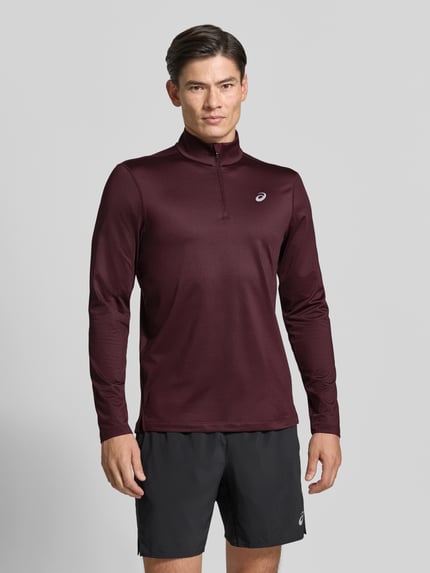 ASICS Koszulka funkcyjna z logo i zamkiem błyskawicznym Ciemnoczerwony 4