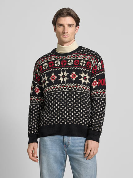 Polo Ralph Lauren Sweter z dzianiny ze wzorem na całej powierzchni i okrągłym dekoltem Czarny 4