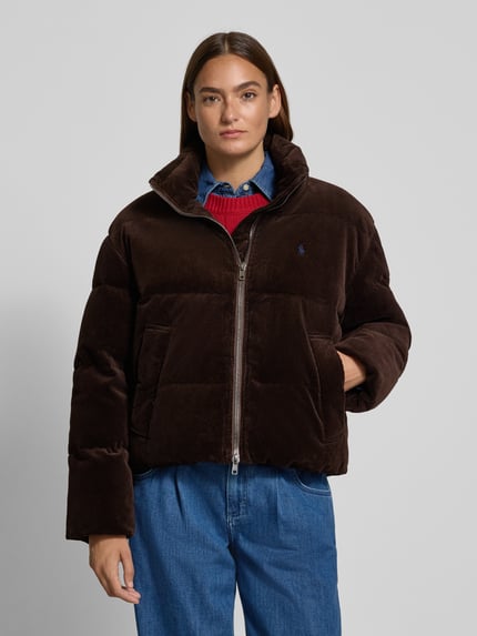 Polo Ralph Lauren Kurtka w stylu puffer z sztruksu ze stójką i wyhaftowanym logo Ciemnobrązowy 4