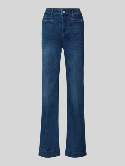 Christian Berg Woman Wide Leg Jeans mit Eingrifftaschen Marine Melange 2