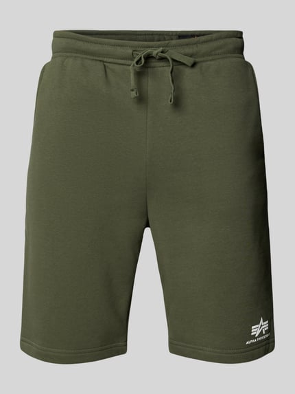Alpha Industries Szorty z dzianiny dresowej z elastycznym pasem i tunelem Oliwkowy 2