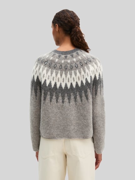 Marc O'Polo Pullover aus Wolle Alpaka mit Jacquard-Strick Taupe 5