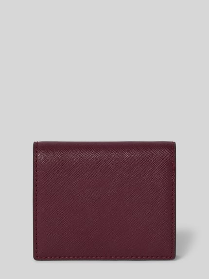 Produktfoto, Portemonnaie aus echtem Rindsleder Modell 'CMPCT WALLET' von Lauren Ralph Lauren, bordeauxrot mit feiner Lederstruktur. Damen Portemonnaie.