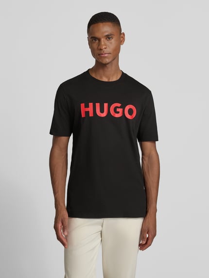 HUGO T-Shirt mit Label-Schriftzug Modell 'DULIVIO' Black 4